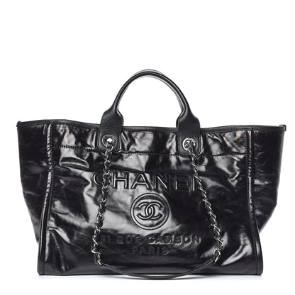 Chanel Glazed Calfskin Large Deauville Tote Black 1 of 14