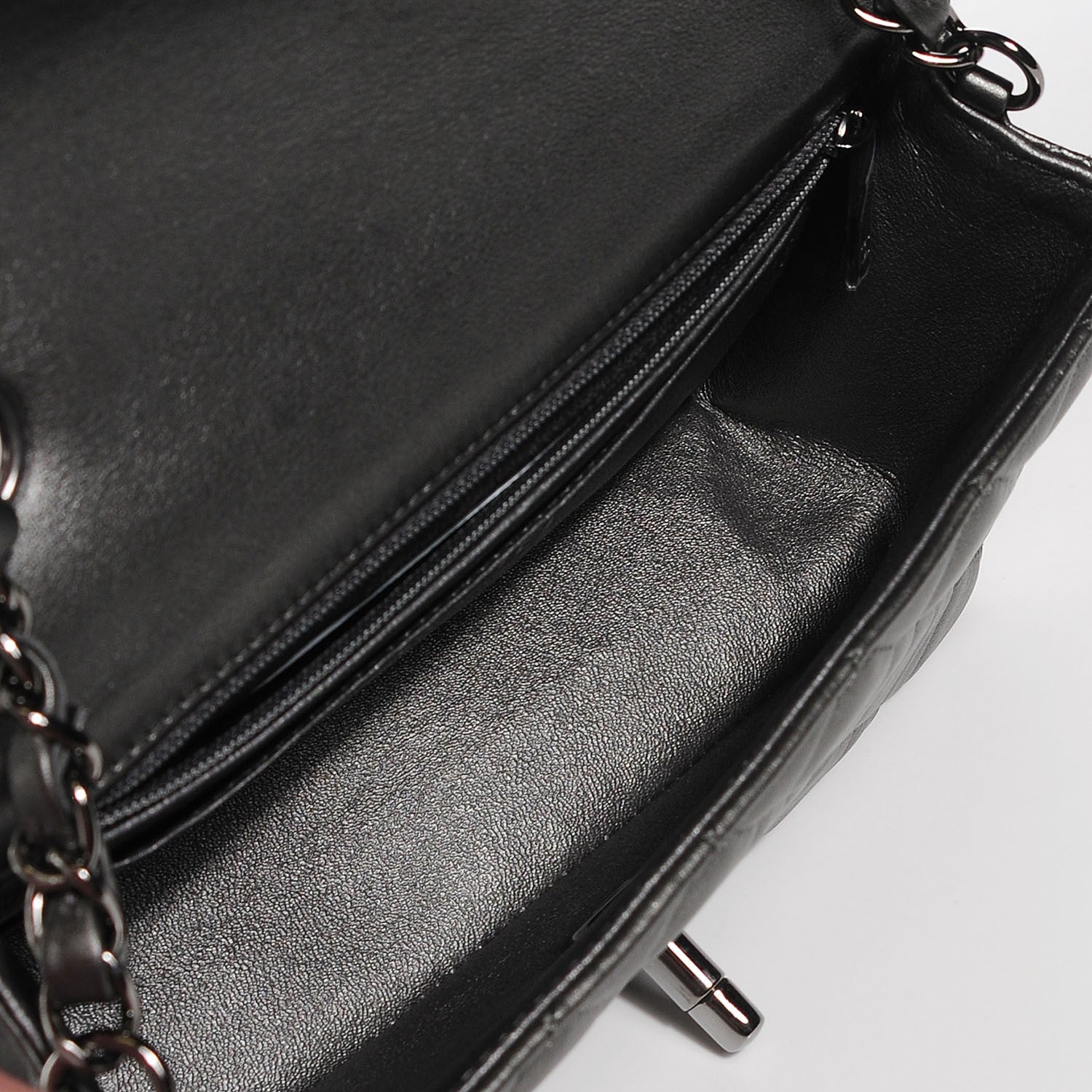 Chanel Metallic Lambskin Quilted Mini Rectangular Flap Dark Grey 5 of 8