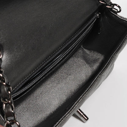 Chanel Metallic Lambskin Quilted Mini Rectangular Flap Dark Grey 5 of 8