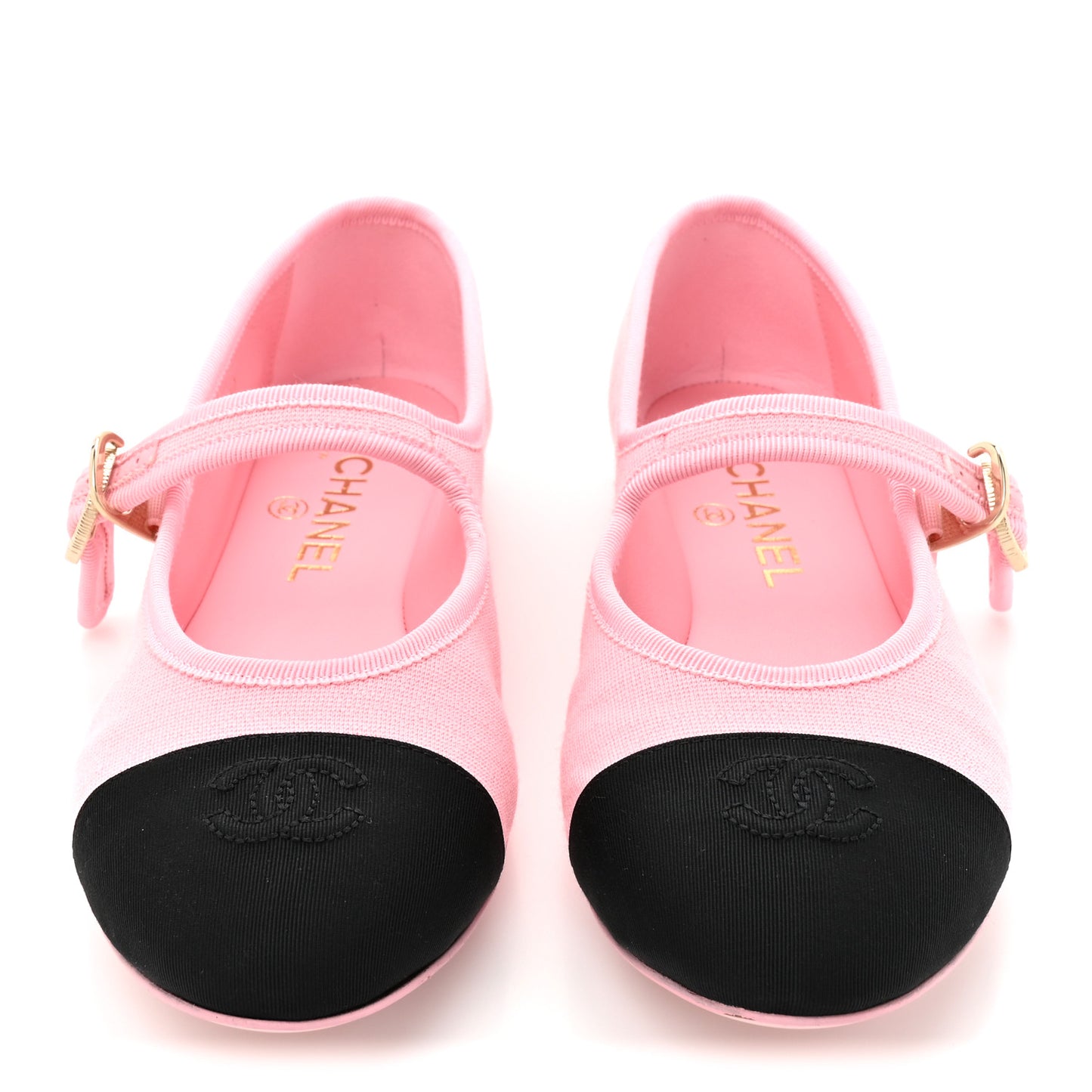 Fabric Grosgrain Mary Jane Flats 37 Light Pink Black