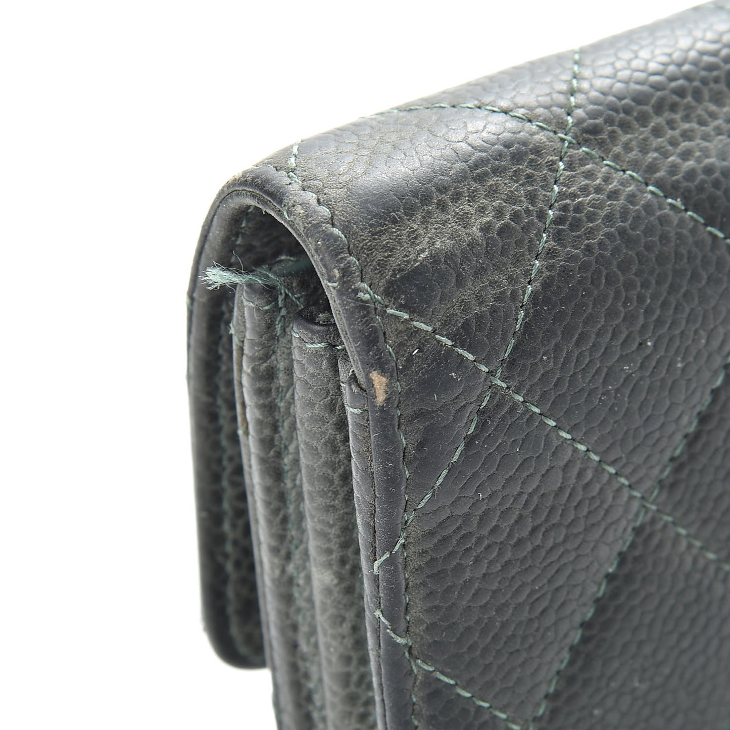 Iridescent Caviar Quilted Large Flap Wallet