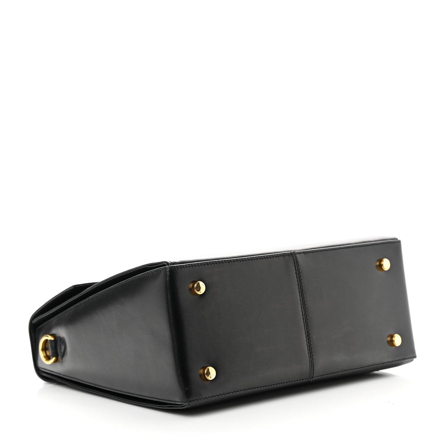 Brushed Off Calfskin Iconic Large Top Handle Bag Black