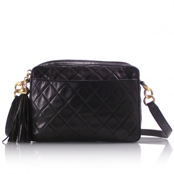 Vintage Leather Tassel Shoulder Bag Black