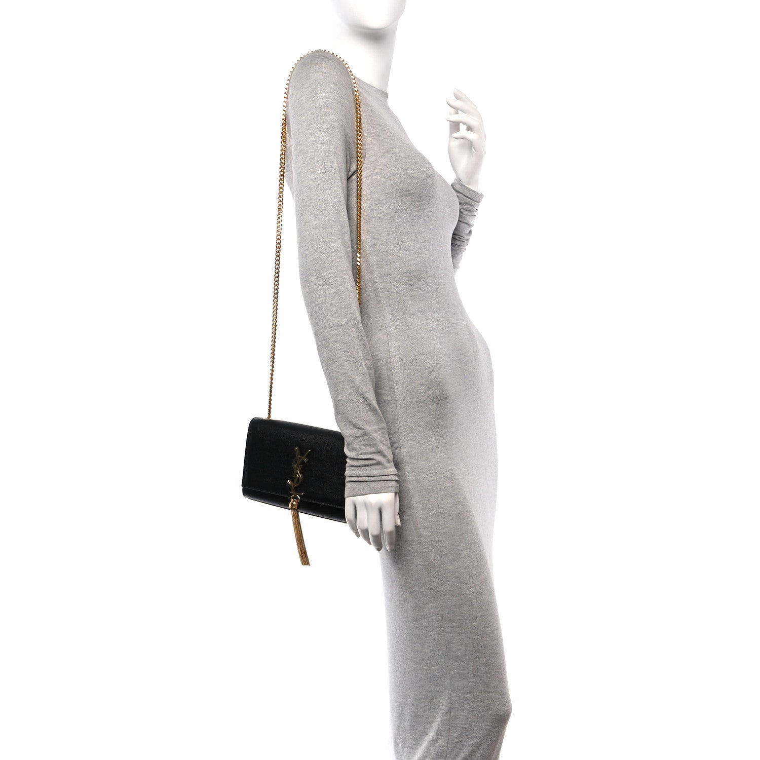 Saint Laurent Grain De Poudre Small Classic Monogram Kate Tassel Satchel Black 2 of 9