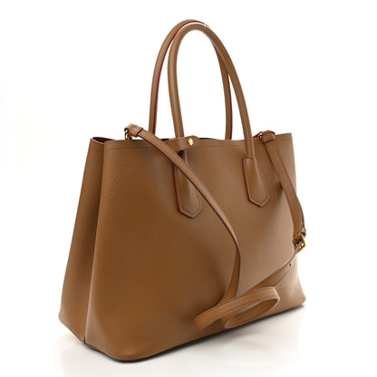 Prada Saffiano Cuir Large Double Bag Caramel Fuoco 4 of 10