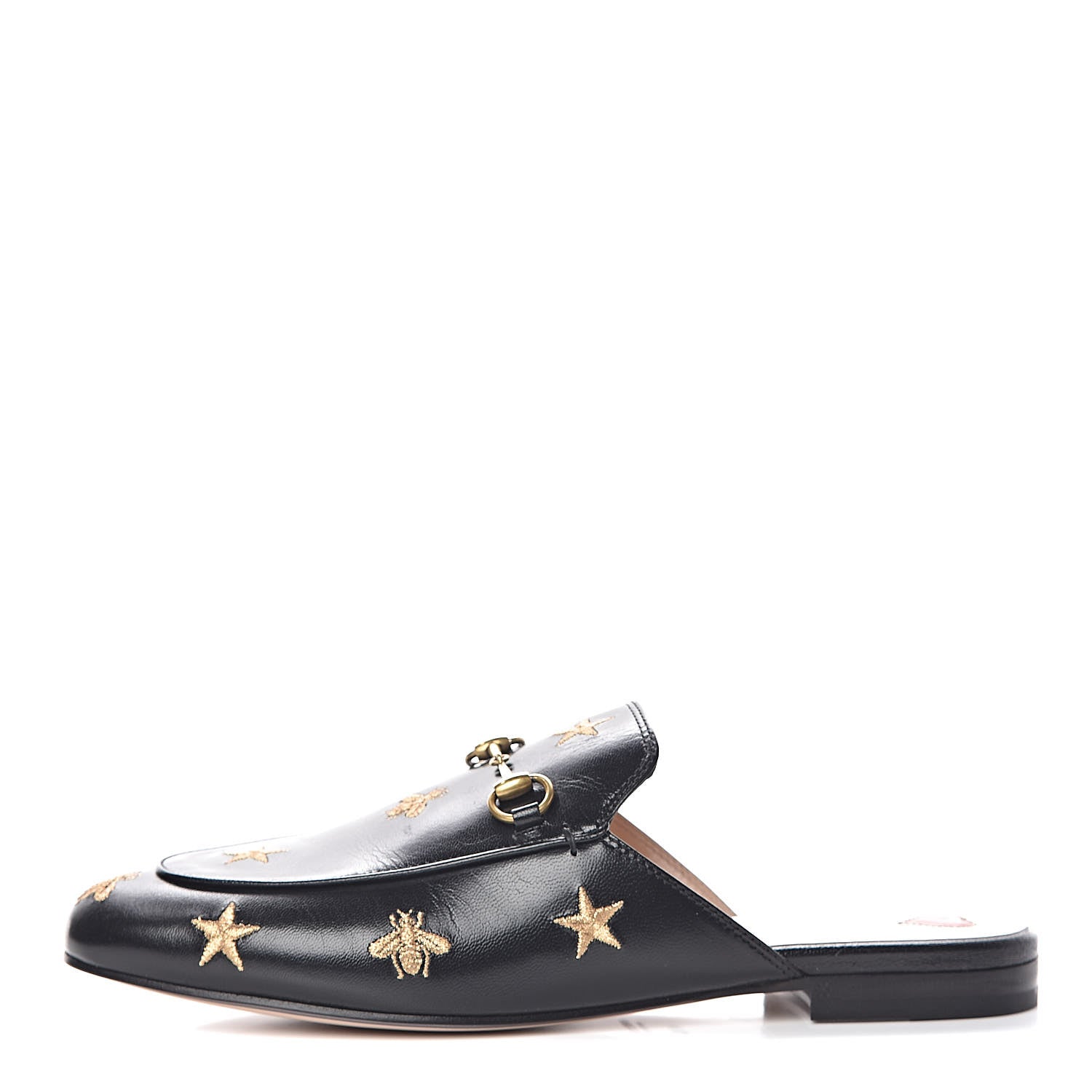 Gucci Goatskin Bee Star Embroidered Womens Princetown Slippers 40.5 Black 1 of 12