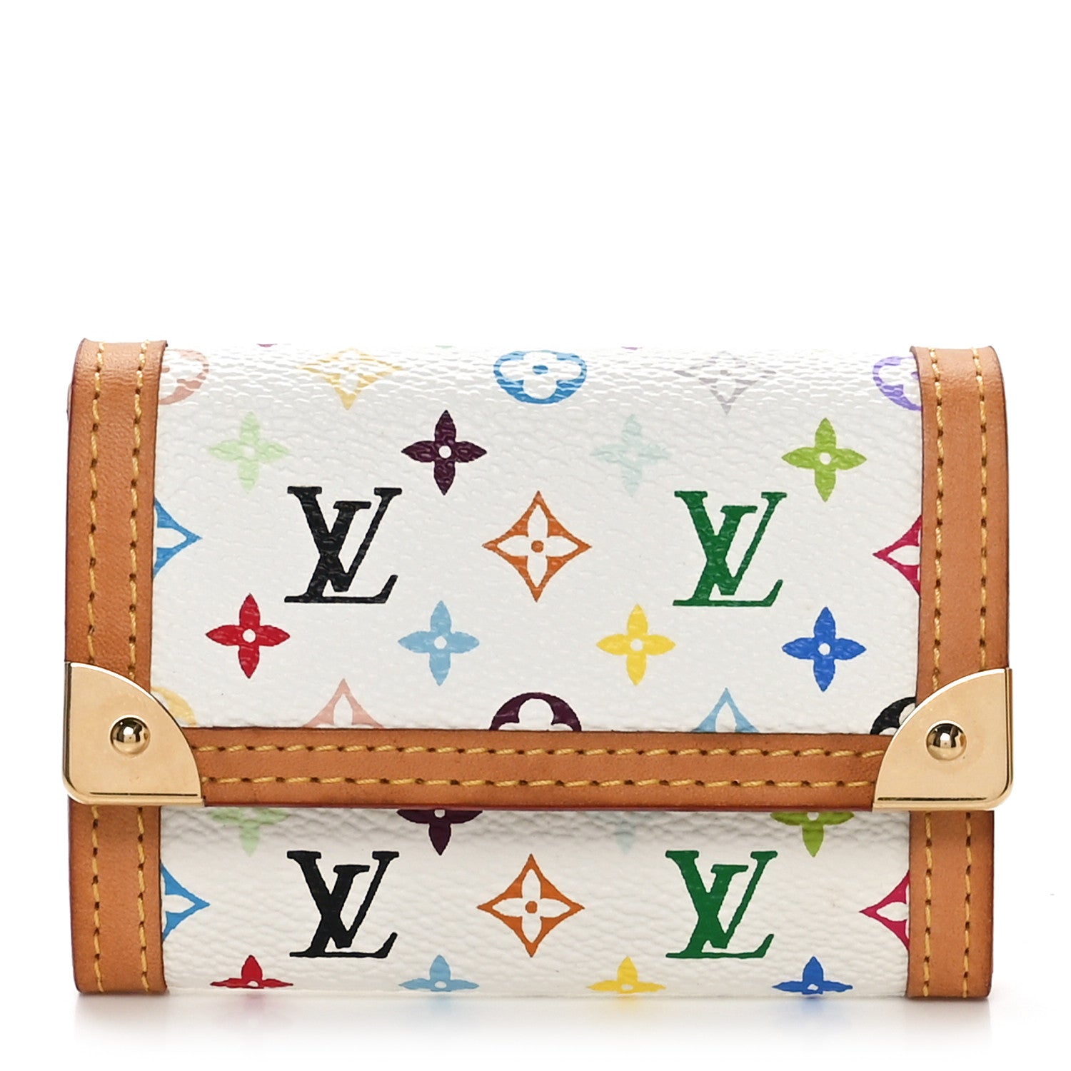 Louis Vuitton Monogram Multicolor Porte-Monnaie Plat Coin Purse White 1 of 7