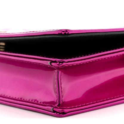 Christian Dior Metallic Patent Micro-Cannage Diorama Wallet on Chain Pouch Pink 10 of 12