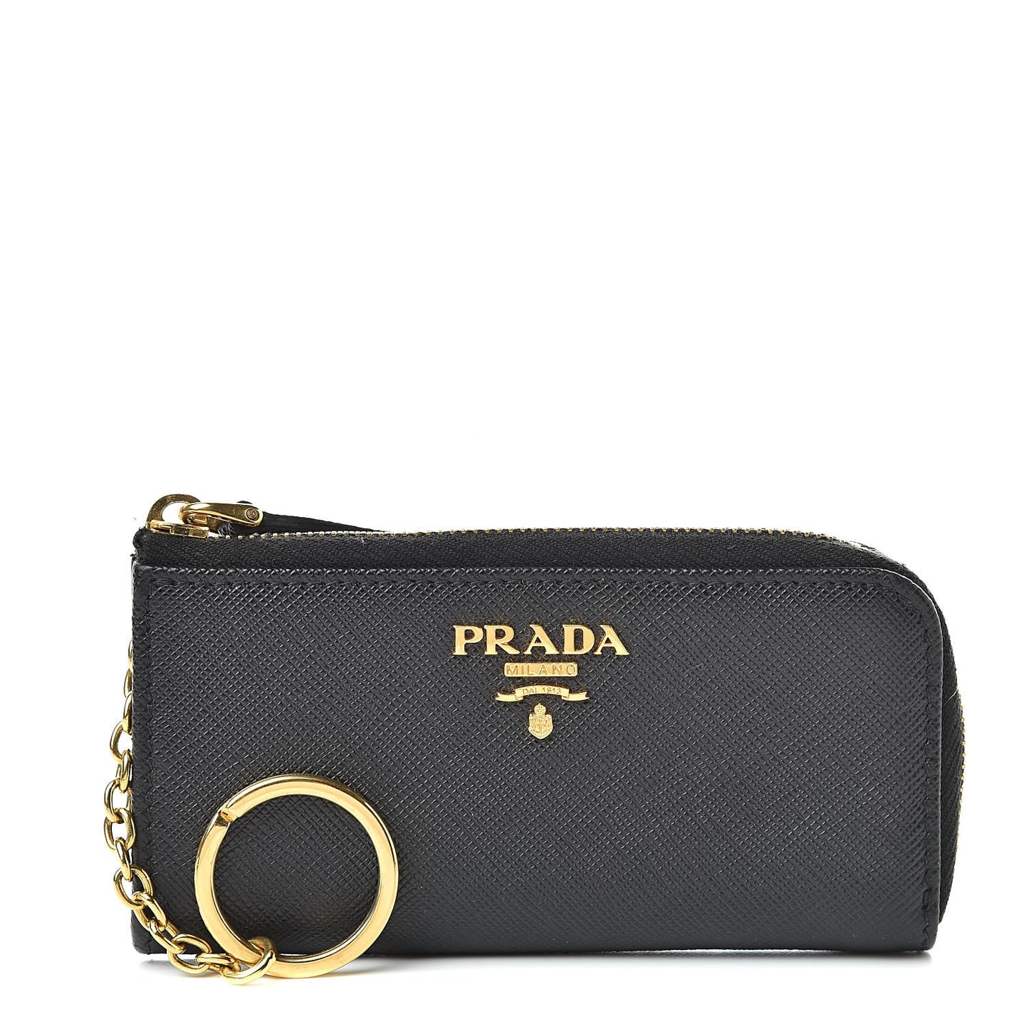 Saffiano Metal Zip Around Key Holder Black