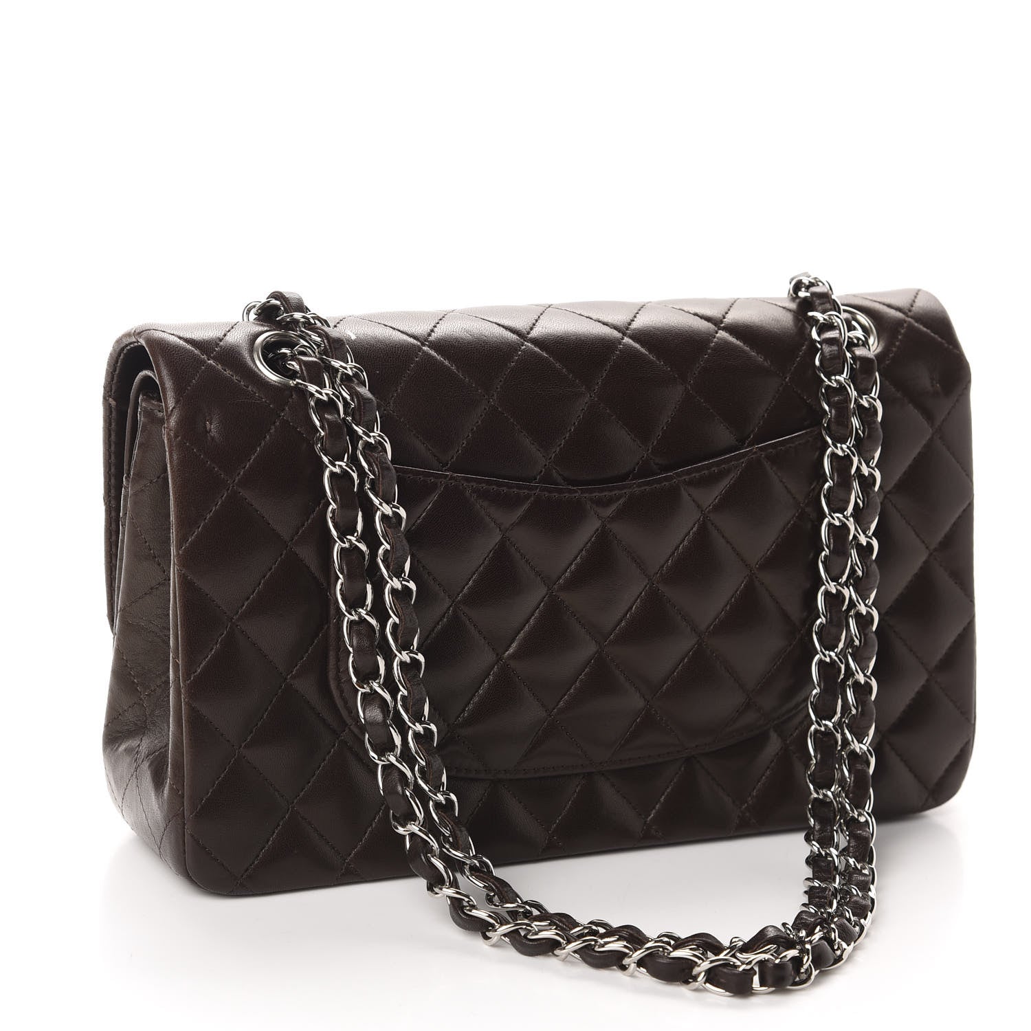 Chanel Lambskin Quilted Medium Double Flap Dark Brown 3 of 12