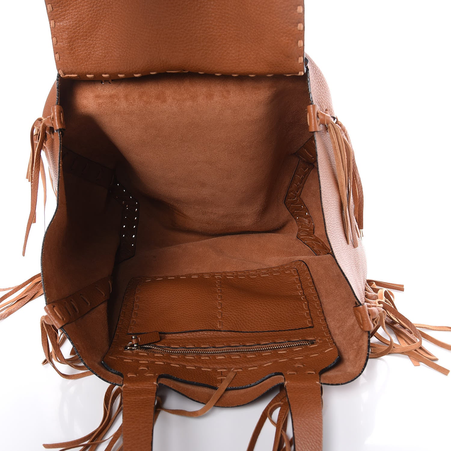 Valentino Garavani Grained Calfskin C-Rockee Fringe Tote Light Cuir 7 of 9