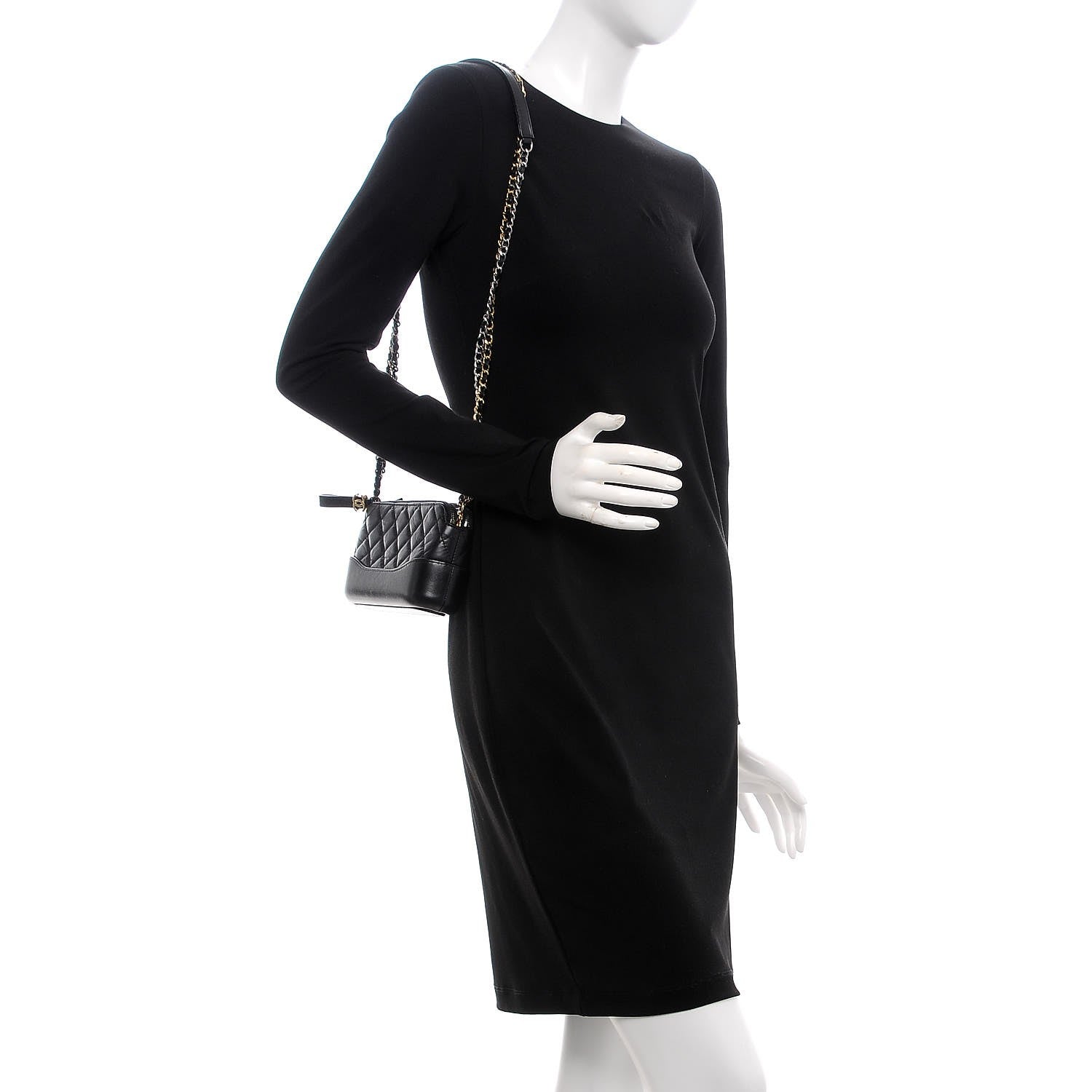 Chanel Aged Calfskin Quilted Small Gabrielle Clutch With Chain Black 2 of 10