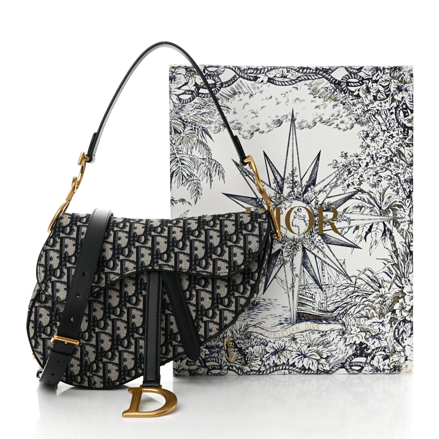 Christian Dior Oblique Saddle Bag With Strap Blue 13 of 13