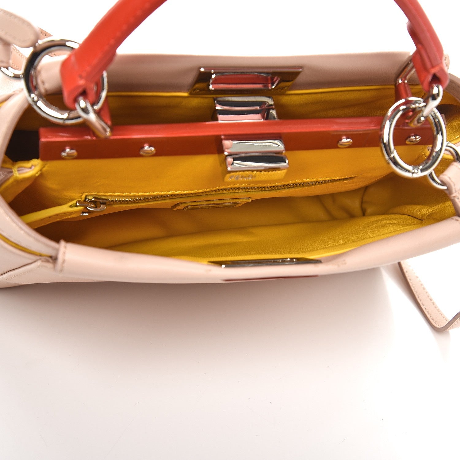 Fendi Nappa Colorblock Mini Peekaboo Iconic Satchel Plaster Sunflower Papavero 5 of 9