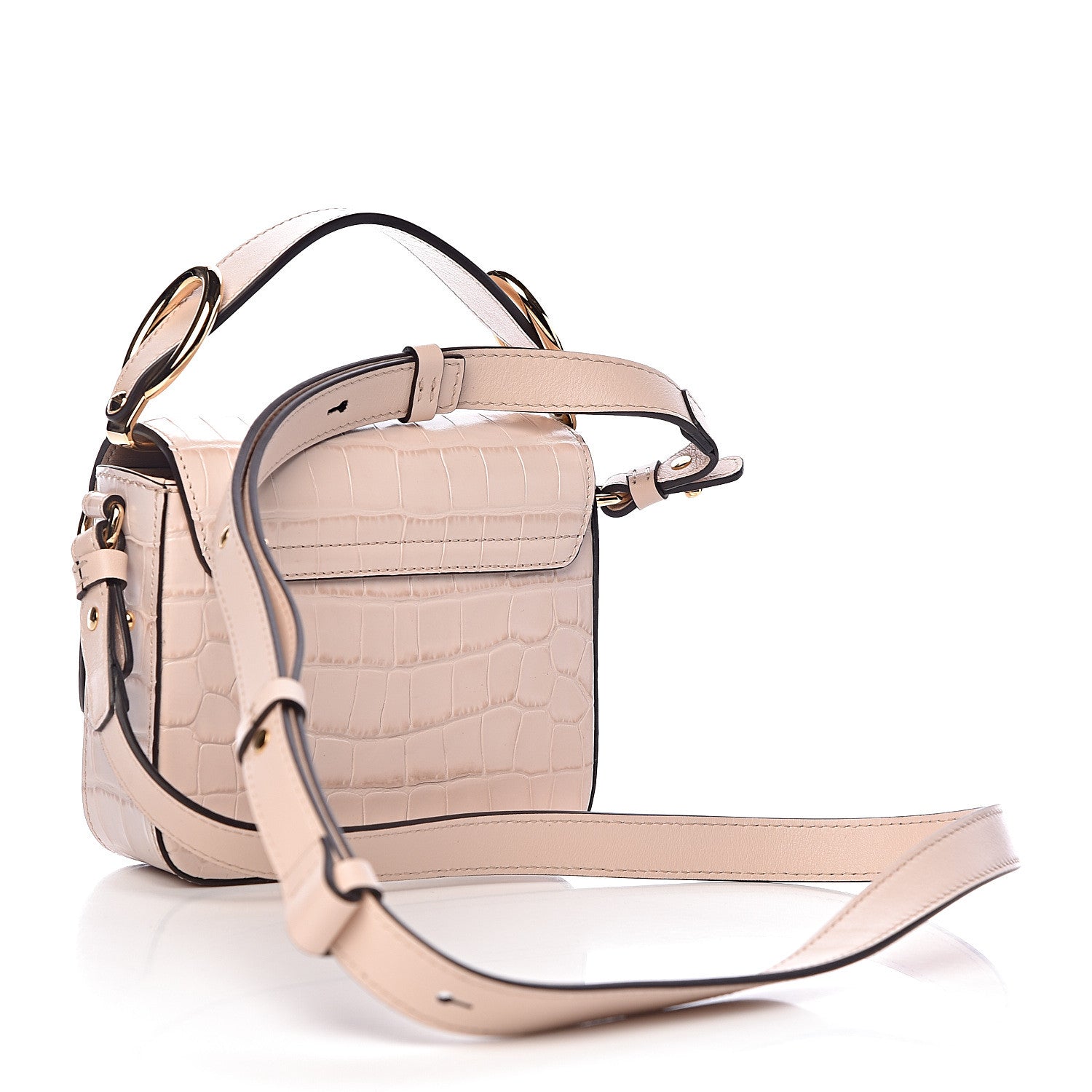 Chloe Calfskin Crocodile Embossed Mini C Double Carry Cement Pink 3 of 9