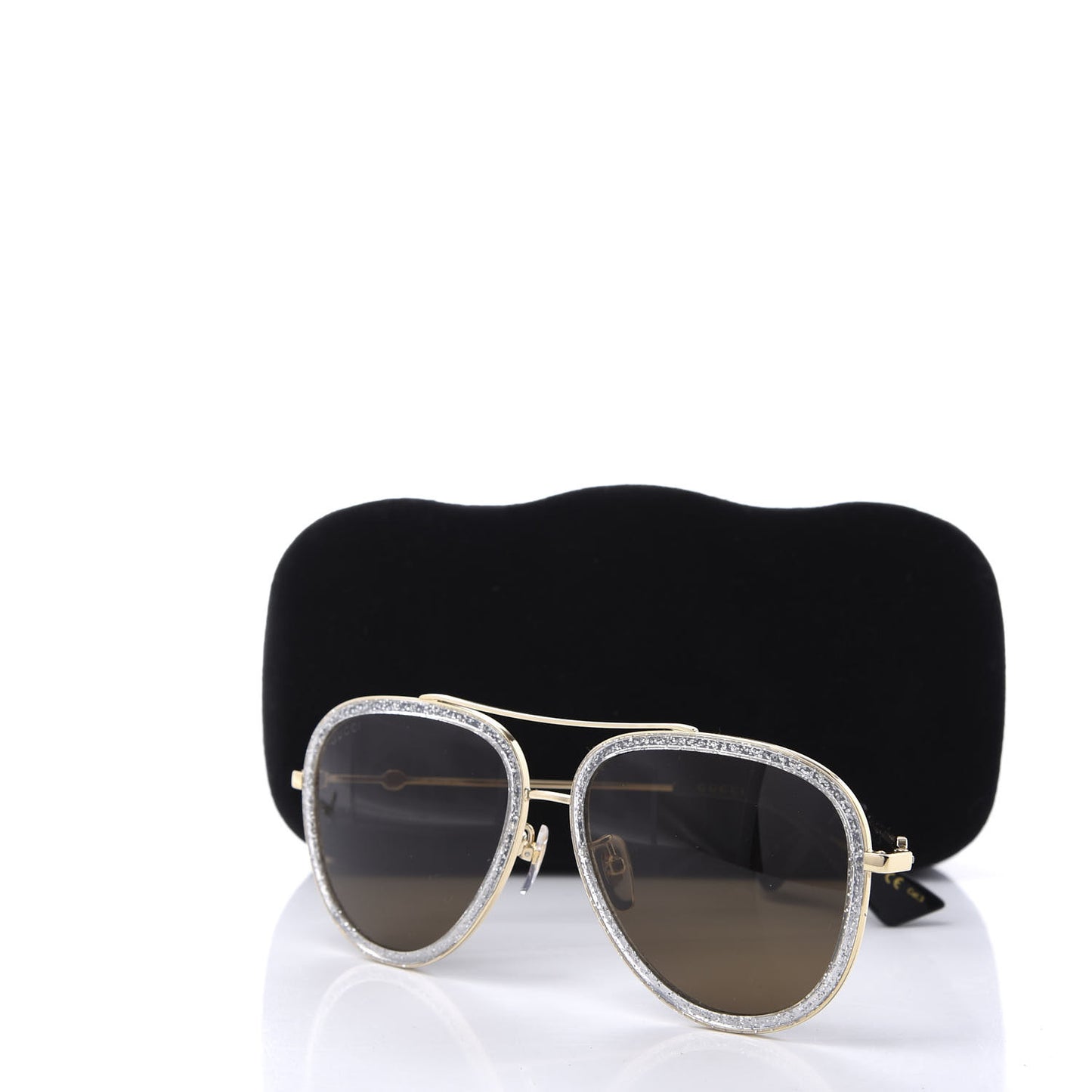 Glitter Aviator Sunglasses GG0062S Gold Brown