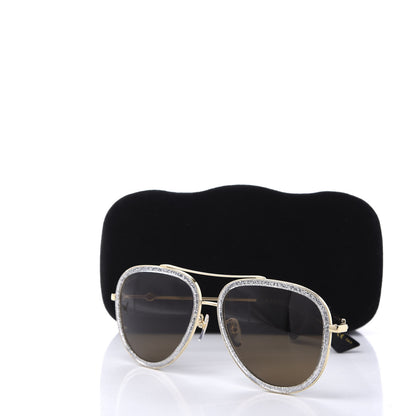 Gucci Glitter Aviator Sunglasses GG0062S Gold Brown 8 of 8