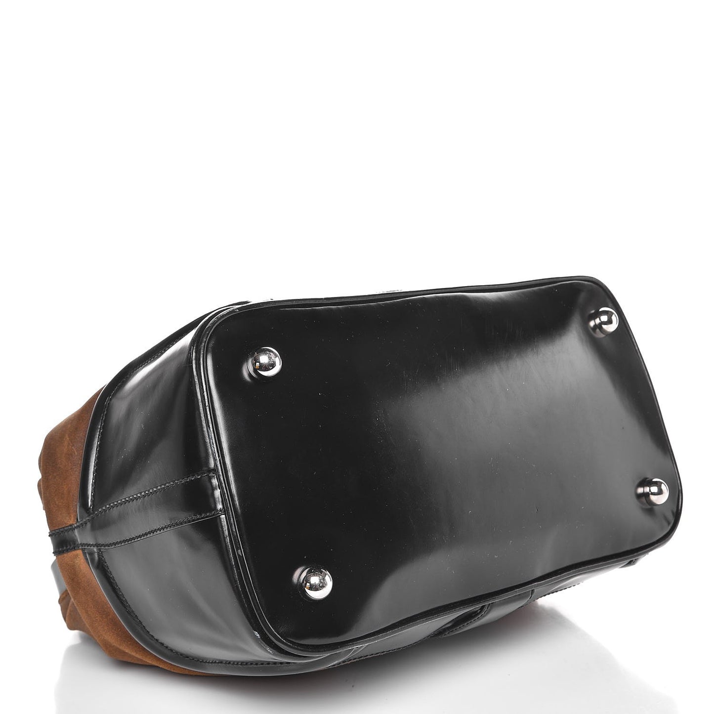 Calfskin Suede Frame Bag Brown Black