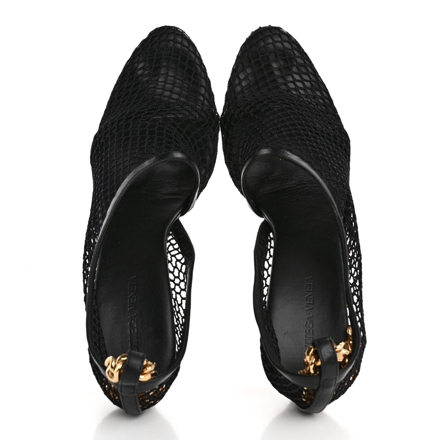 Mesh Nappa Chunky Chain Sandals 39.5 Black