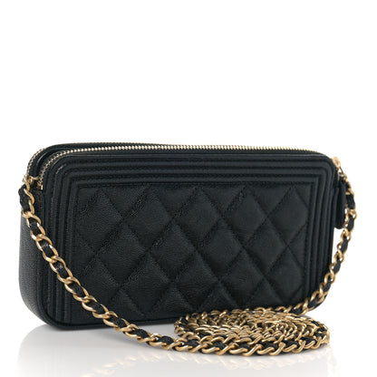 Chanel Caviar Quilted Small Boy Clutch With Chain Black 2 of 10
