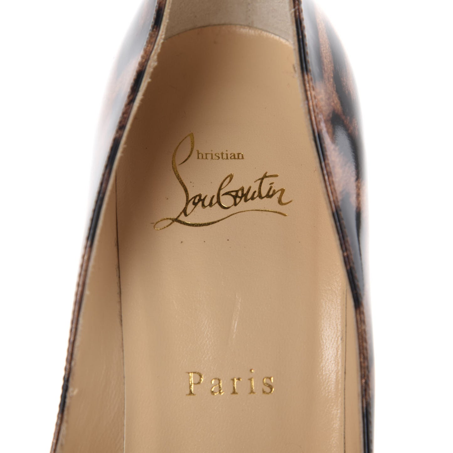 Patent Glitter Leopard Print Pigalle Follies 100 Pumps 38.5 Gold