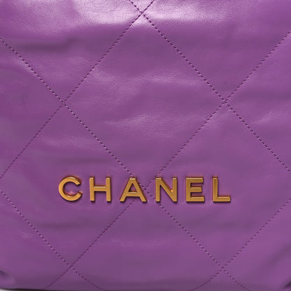 Chanel Shiny Calfskin Quilted Chanel 22 Purple 10 of 12
