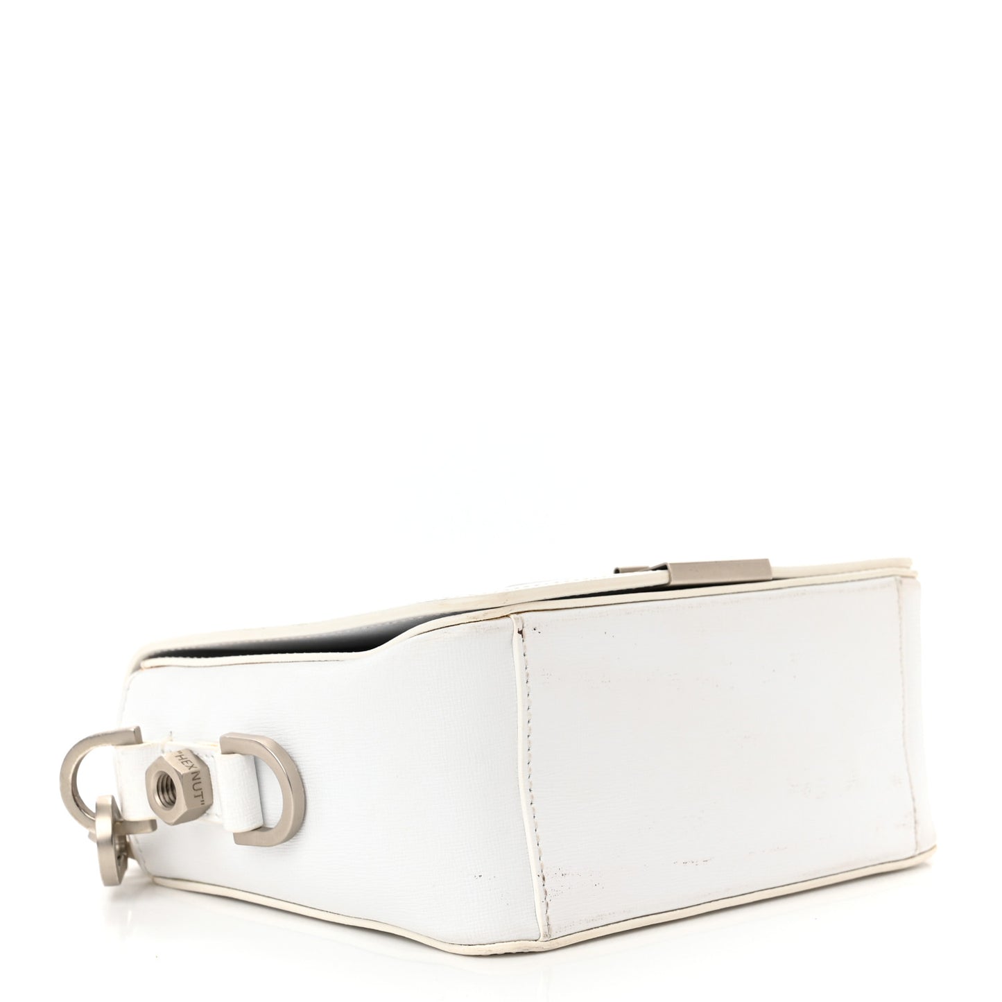 Calfskin Diag Striped Belt Bag Crossbody White Black