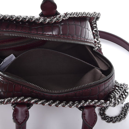 Stella McCartney Faux Leather Crocodile Embossed Mini Falabella Box Top Handle Bag Burgundy 9 of 9