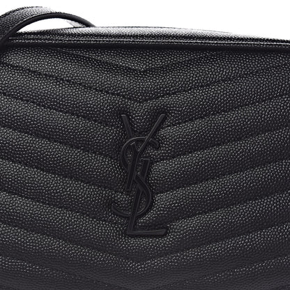 Saint Laurent Grain De Poudre Matelasse Monogram Mini Lou Camera Bag Black 10 of 11