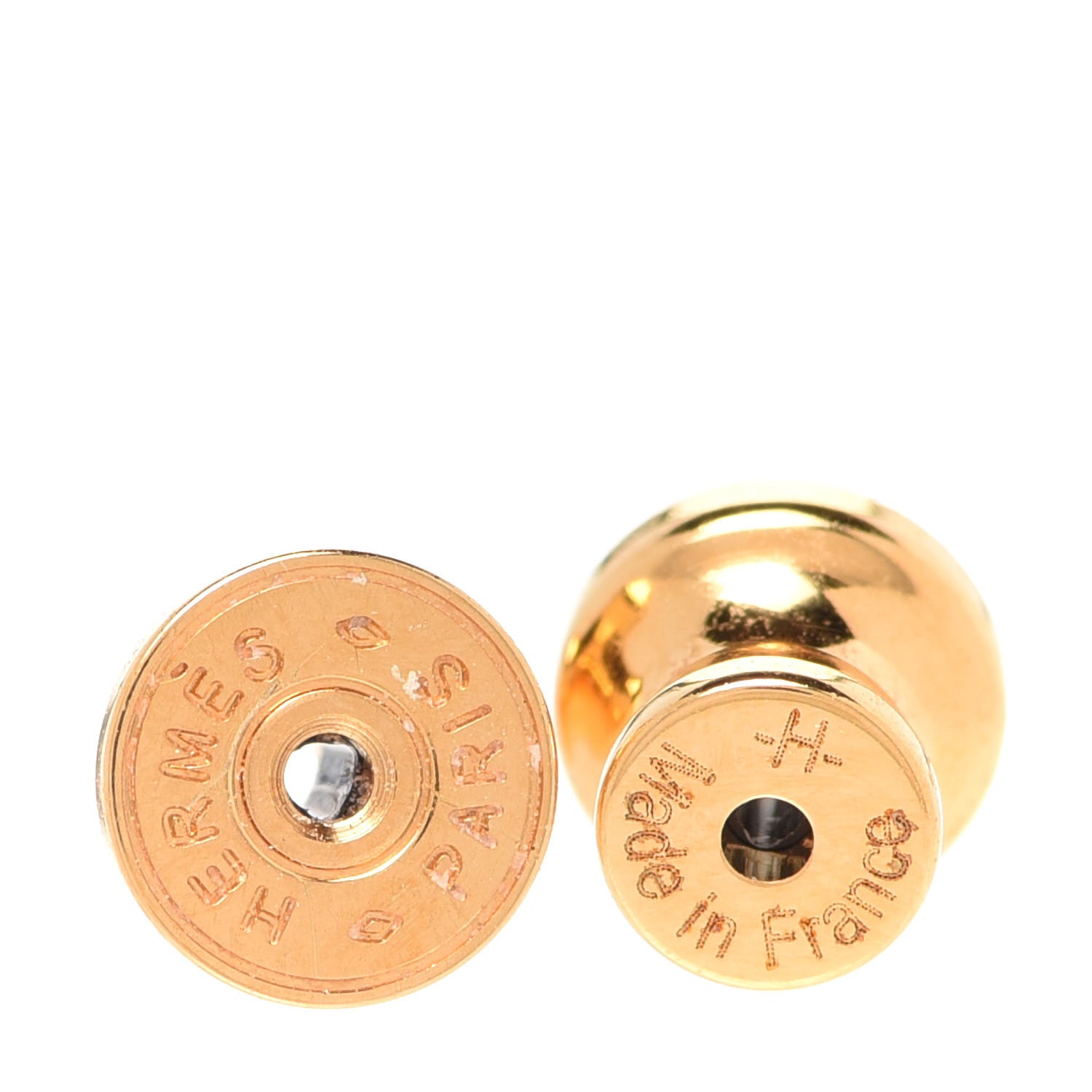 Hermes Gold Lacquered Mini Pop H Earrings Marron Glace 5 of 6