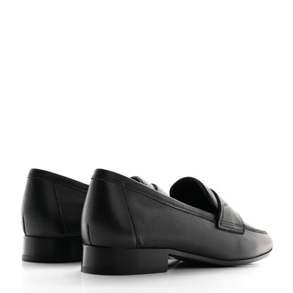 Chanel Calfskin Mens Stitched CC Loafers 37 Black 4 of 8