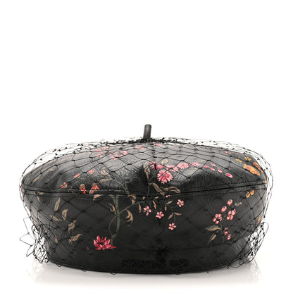 Christian Dior Lambskin Petites Fleurs Arty Beret Cap With Veil 58 Black 5 of 8