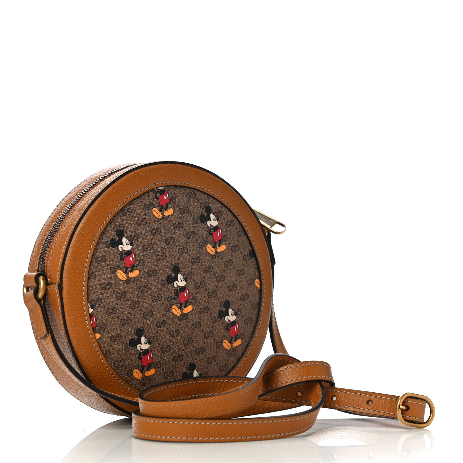 Gucci X DISNEY Mini Vintage GG Supreme Monogram Mickey Mouse Round Shoulder Bag Beige Vintage Sun Oil 3 of 12