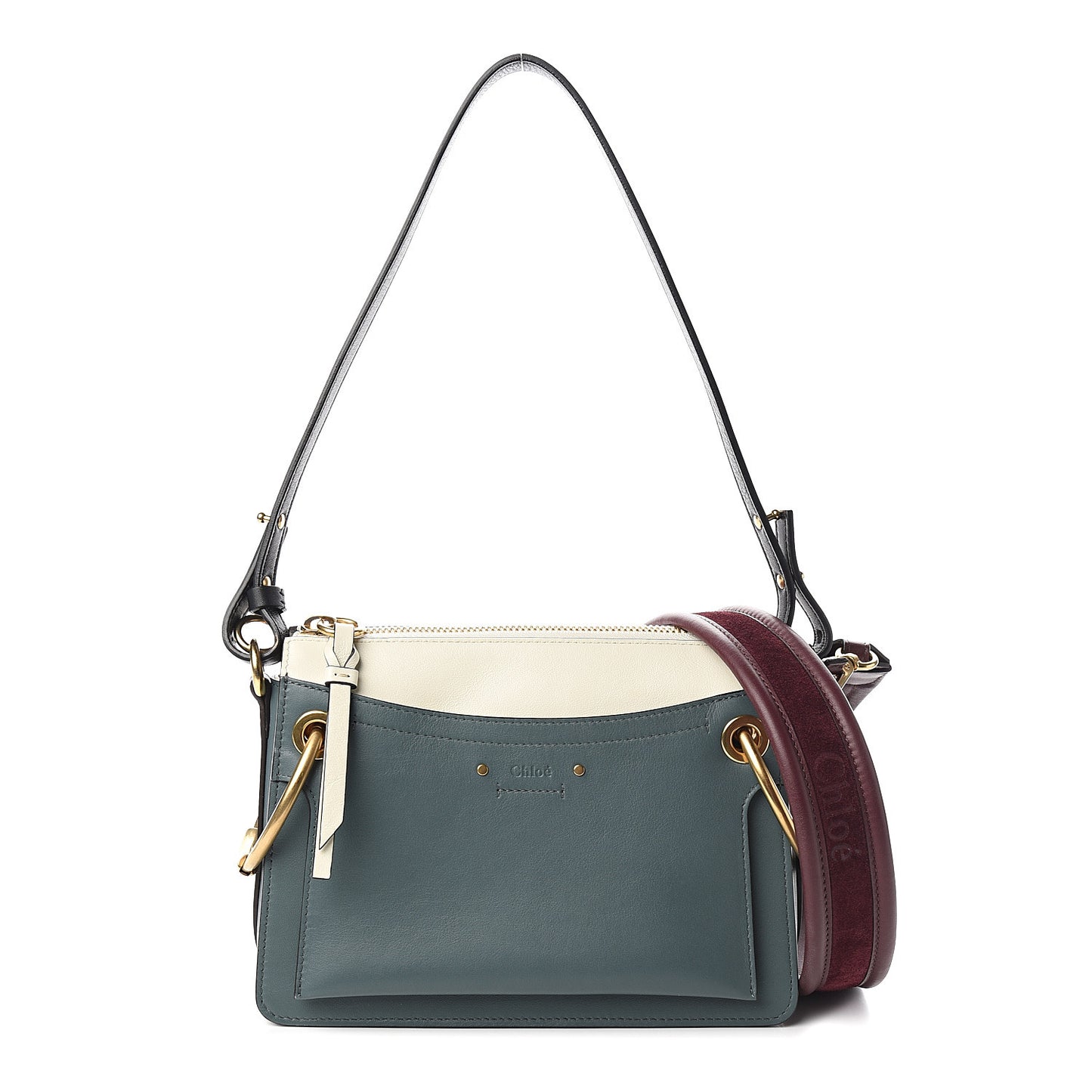 Calfskin Small Roy Tri-Color Bag Blue