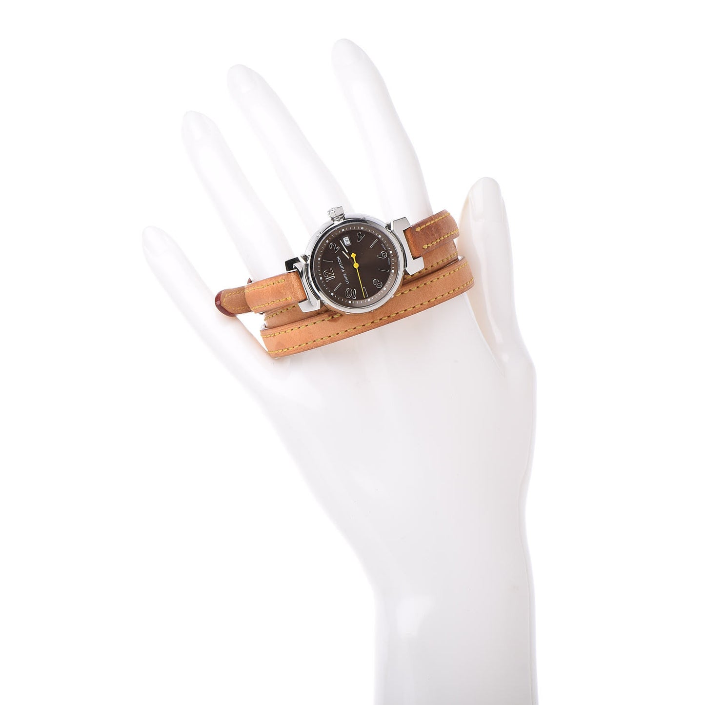Stainless Steel Vachetta 28mm Tambour Triple Wrap Quartz Watch Brown
