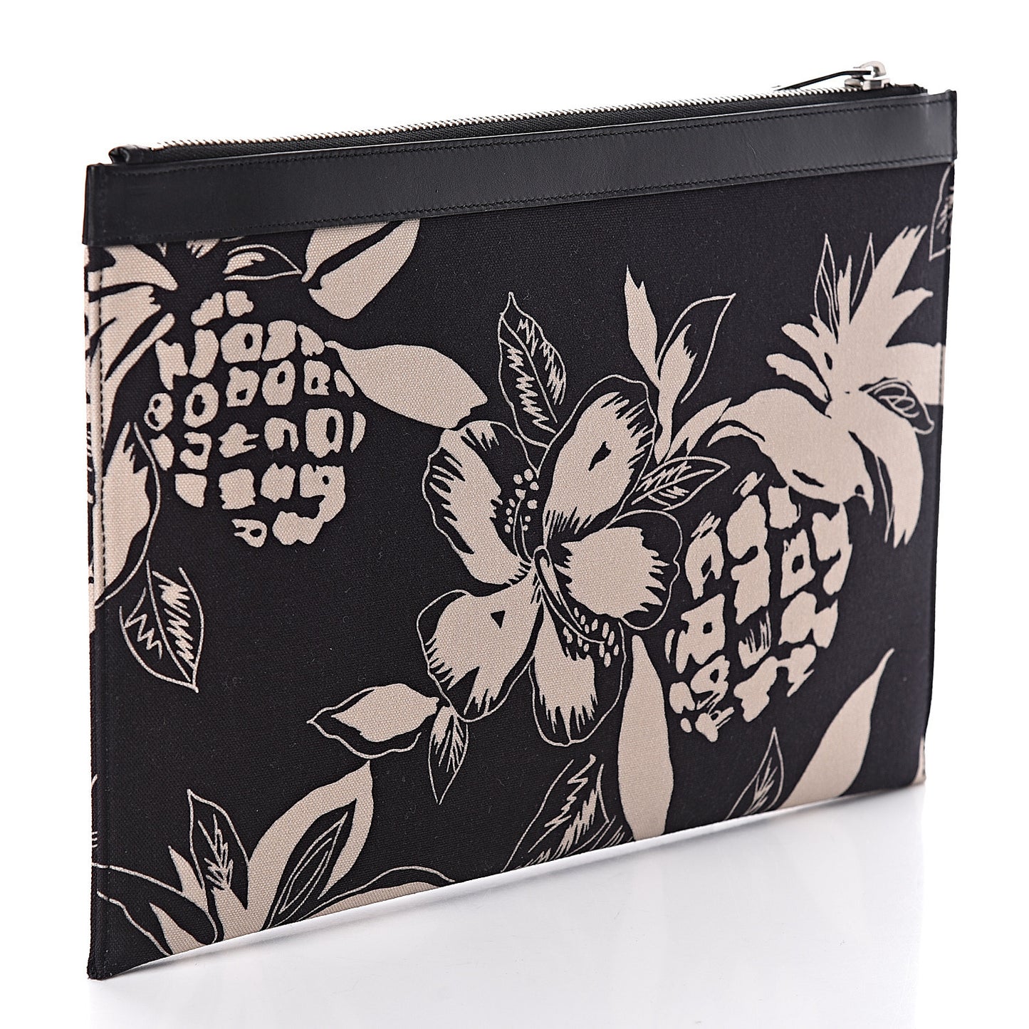 Canvas Hawaiian Print Zipped Tablet Holder Black