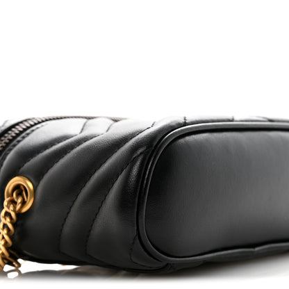 Gucci Calfskin Matelasse Chevron Mini GG Marmont Top Handle Bag Black 9 of 11