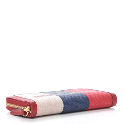 Gucci Canvas Sylvie Stripe Logo Zip Around Wallet Mystic White Hibiscus Red Maritime 4 of 8