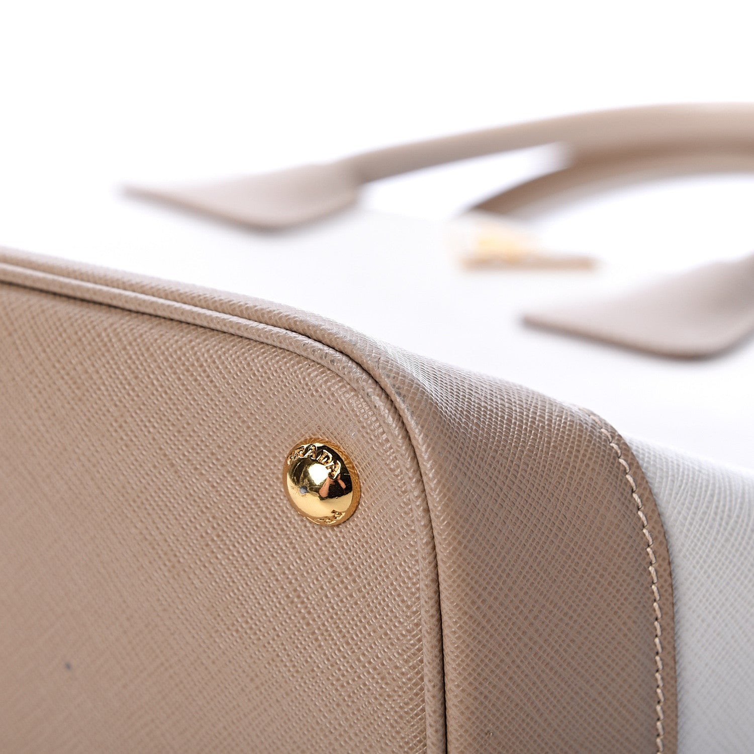 Prada Saffiano Lux Bi-Color Tote Talco Visone 10 of 17