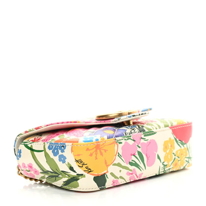 Gucci X KEN SCOTT Calfskin Matelasse Floral Print Super Mini GG Marmont Shoulder Bag Ivory Pink 4 of 13