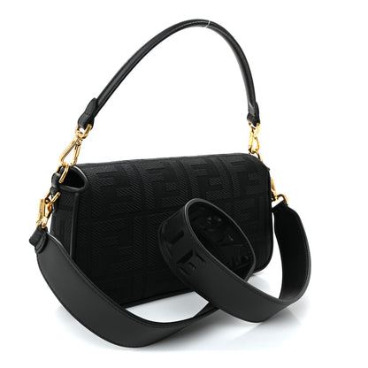 Fendi Canvas Vitello King Extra Strap FF Embroidered Baguette Black 3 of 10