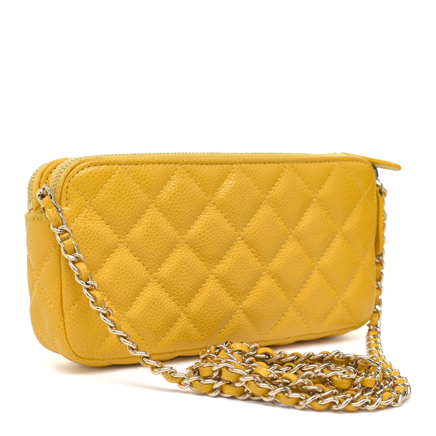 Chanel Caviar Quilted Small Clutch With Chain Yellow 5 of 19