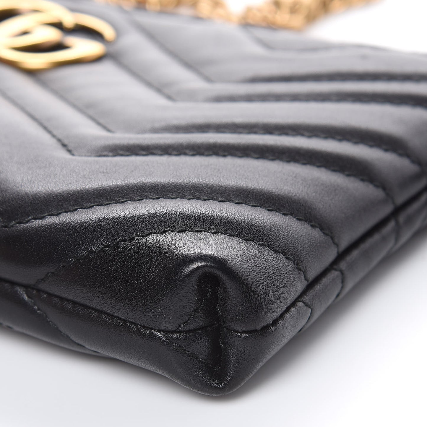 Calfskin Matelasse Mini GG Marmont Chain Bag Black