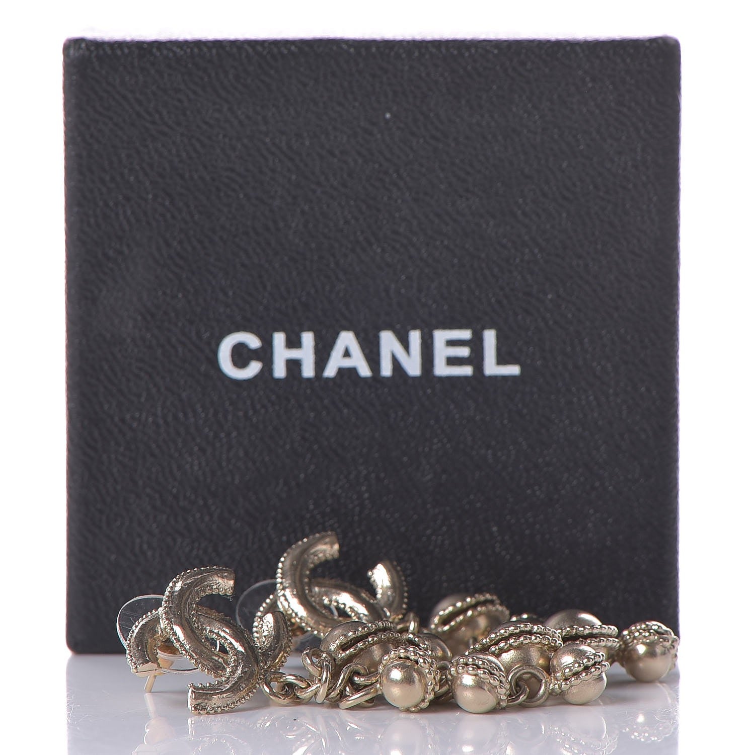 Chanel CC Dangle Earrings Matte Gold 5 of 5