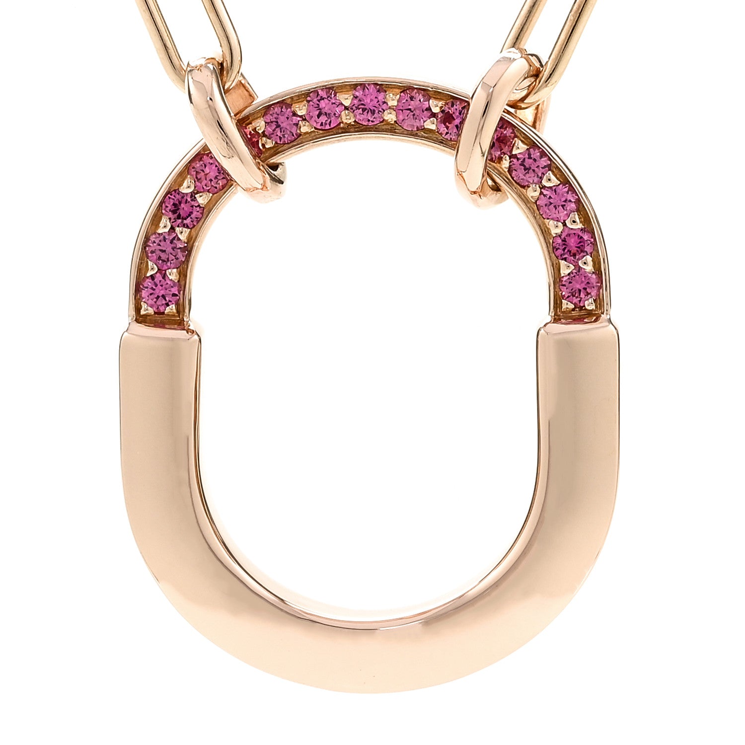 Tiffany 18K Rose Gold Pink Sapphire Small Lock Pendant Necklace 4 of 7
