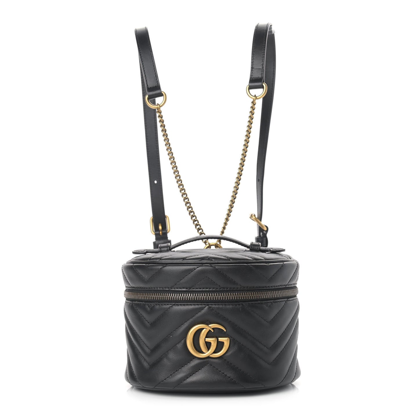 Calfskin Matelasse Mini GG Marmont Round Backpack Black