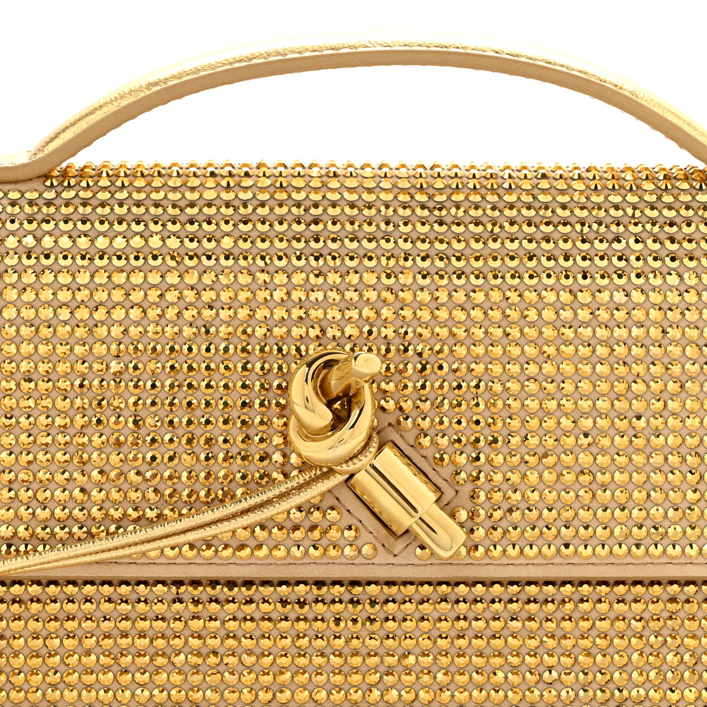 Nappa Crystal Long Andiamo Top Handle Clutch Porridge