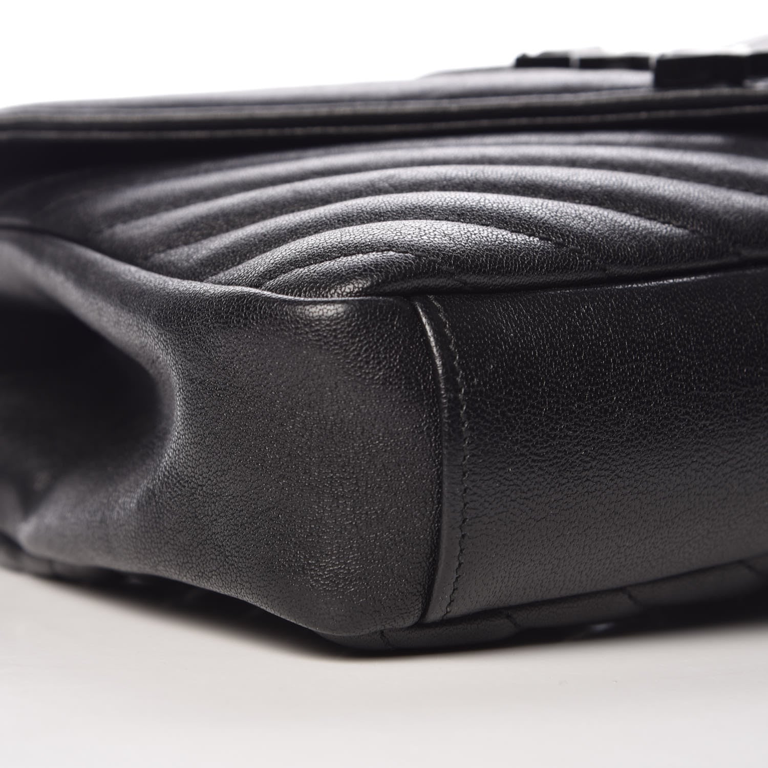 Saint Laurent Sheepskin Matelasse Chevron Monogram Medium College Bag Black 11 of 13