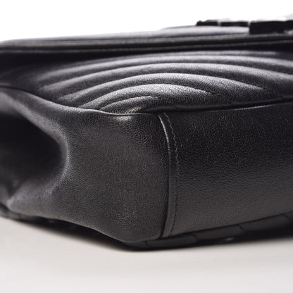 Saint Laurent Sheepskin Matelasse Chevron Monogram Medium College Bag Black 11 of 13