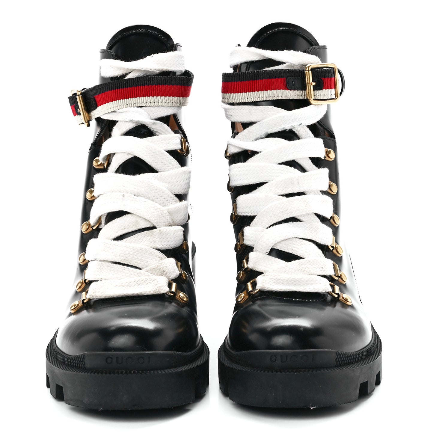 Calfskin Sylvie Web Womens Lace Up Combat Boots 40.5 Black